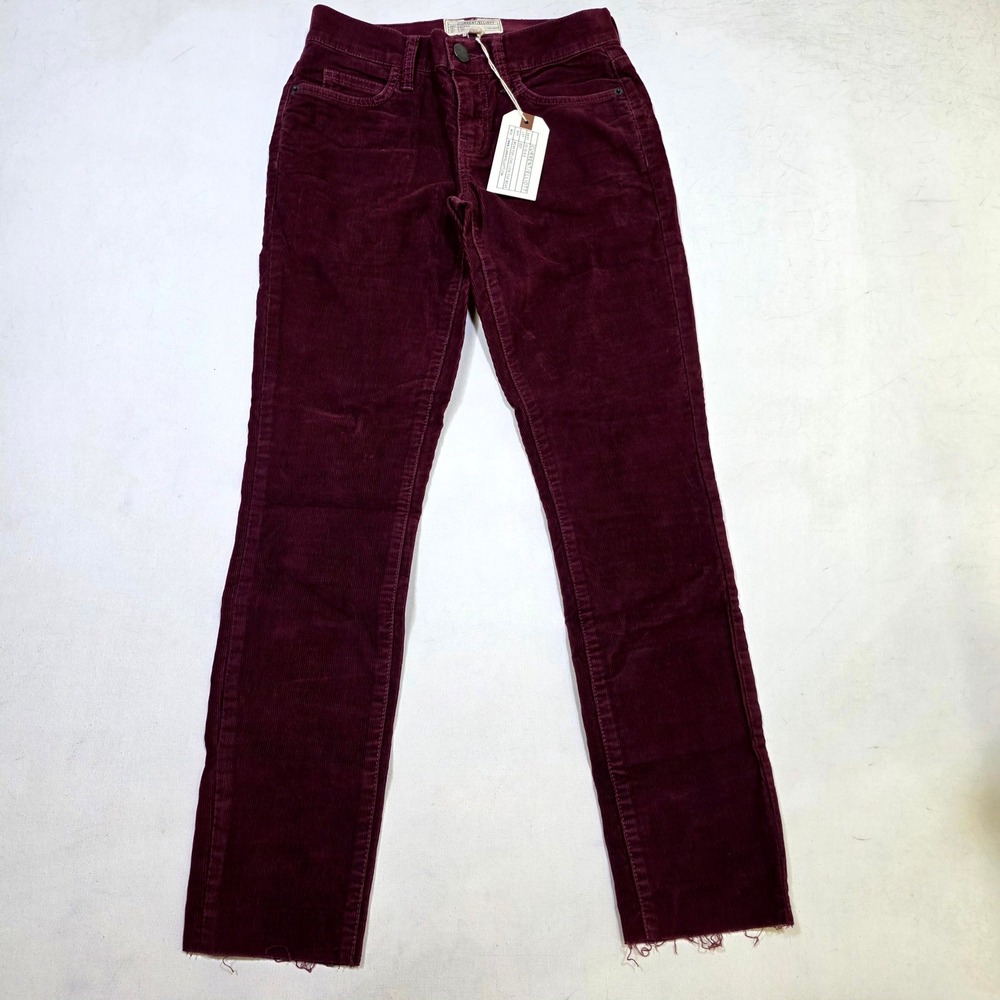 Current/Elliott Stiletto Pants Womens 24 Wine Corduroy Raw Hem 1280-2130